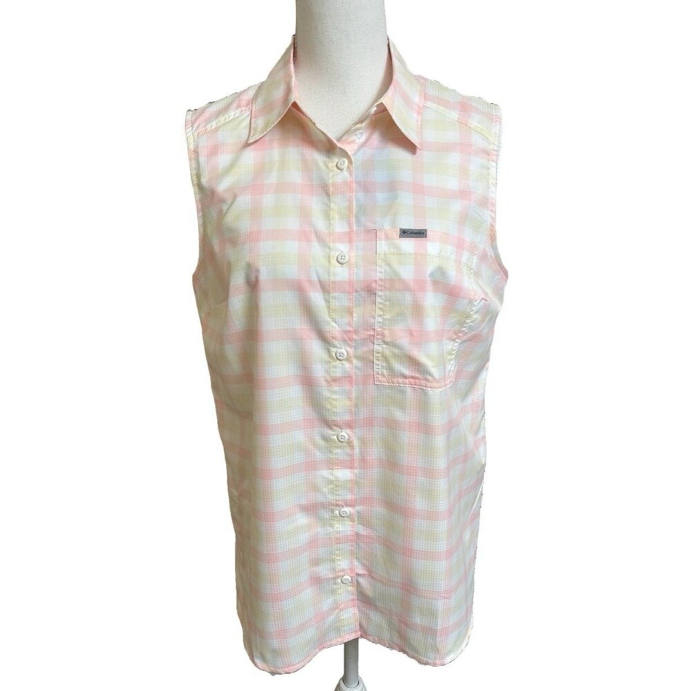 NWT COLUMBIA Women's M  Anytime Lite Sleeveless Collared Shirt UPF 50 NEW Pink